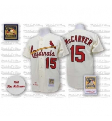 Men's Mitchell and Ness St. Louis Cardinals #15 Tim McCarver Authentic Cream Throwback MLB Jersey