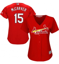 Women's Majestic St. Louis Cardinals #15 Tim McCarver Authentic Red Alternate Cool Base MLB Jersey
