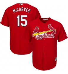 Youth Majestic St. Louis Cardinals #15 Tim McCarver Authentic Red Alternate Cool Base MLB Jersey