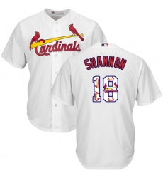 Men's Majestic St. Louis Cardinals #18 Mike Shannon Authentic White Team Logo Fashion Cool Base MLB Jersey