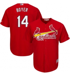 Youth Majestic St. Louis Cardinals #14 Ken Boyer Authentic Red Alternate Cool Base MLB Jersey