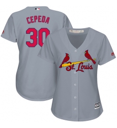 Women's Majestic St. Louis Cardinals #30 Orlando Cepeda Authentic Grey Road Cool Base MLB Jersey