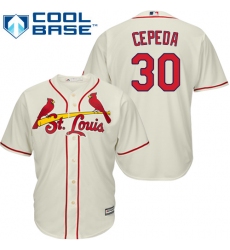 Youth Majestic St. Louis Cardinals #30 Orlando Cepeda Authentic Cream Alternate Cool Base MLB Jersey