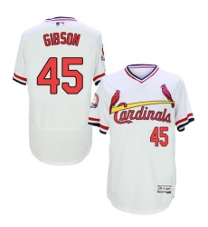 Men's Majestic St. Louis Cardinals #45 Bob Gibson White Flexbase Authentic Collection Cooperstown MLB Jersey