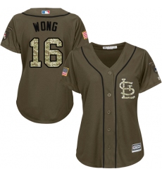 Women's Majestic St. Louis Cardinals #16 Kolten Wong Replica Green Salute to Service MLB Jersey