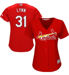 Women's Majestic St. Louis Cardinals #31 Lance Lynn Replica Red Alternate Cool Base MLB Jersey