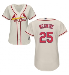 Women's Majestic St. Louis Cardinals #25 Mark McGwire Replica Cream Alternate Cool Base MLB Jersey