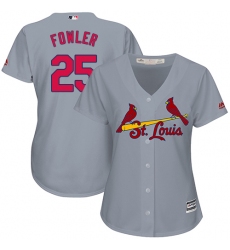 Women's Majestic St. Louis Cardinals #25 Dexter Fowler Authentic Grey Road Cool Base MLB Jersey