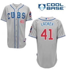 Men's Majestic Chicago Cubs #41 John Lackey Replica Grey Alternate Road Cool Base MLB Jersey