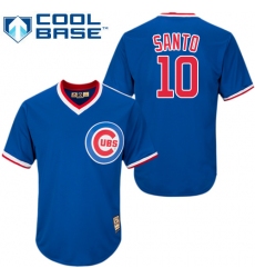 Men's Majestic Chicago Cubs #10 Ron Santo Authentic Royal Blue Cooperstown MLB Jersey