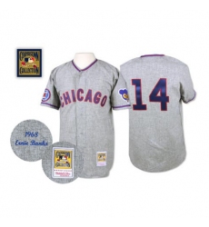 Men's Mitchell and Ness 1968 Chicago Cubs #14 Ernie Banks Authentic Grey Throwback MLB Jersey