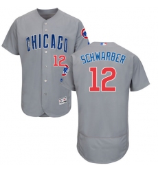 Men's Majestic Chicago Cubs #12 Kyle Schwarber Grey Road Flex Base Authentic Collection MLB Jersey