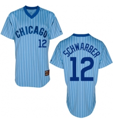 Men's Majestic Chicago Cubs #12 Kyle Schwarber Replica Blue Cooperstown Throwback MLB Jersey