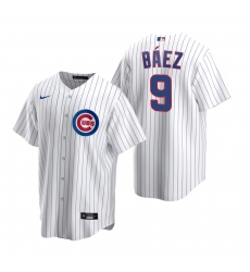 Men's Nike Chicago Cubs #9 Javier Baez White Home Stitched Baseball Jersey
