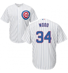 Youth Majestic Chicago Cubs #34 Kerry Wood Replica White Home Cool Base MLB Jersey