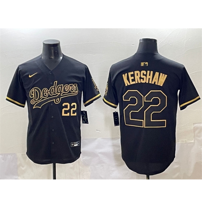 Men's Los Angeles Dodgers #22 Clayton Kershaw Black Gold Limited Stitched Jersey