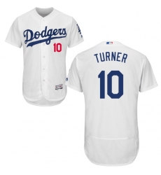 Men's Majestic Los Angeles Dodgers #10 Justin Turner White Home Flex Base Authentic Collection MLB Jersey