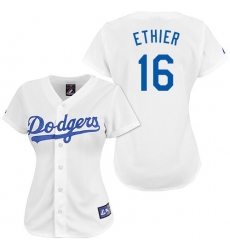 Women's Majestic Los Angeles Dodgers #16 Andre Ethier Replica White MLB Jersey