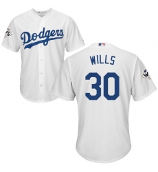 Youth Majestic Los Angeles Dodgers #30 Maury Wills Authentic White Home 2017 World Series Bound Cool Base MLB Jersey