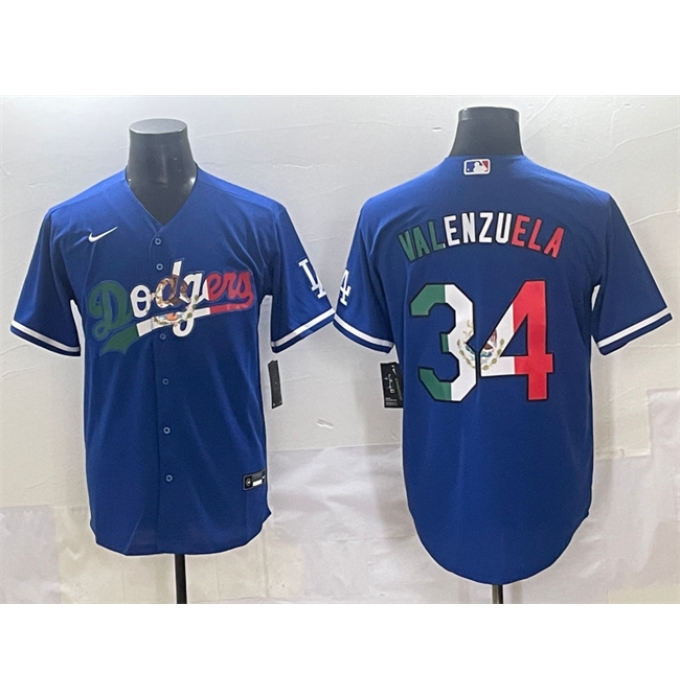 Men's Los Angeles Dodgers #34 Fernando Valenzuela Blue Mexico Stitched Jersey