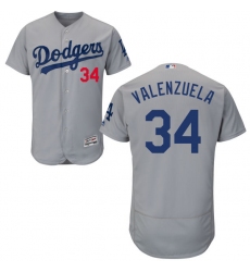 Men's Majestic Los Angeles Dodgers #34 Fernando Valenzuela Gray Alternate Road Flexbase Authentic Collection MLB Jersey