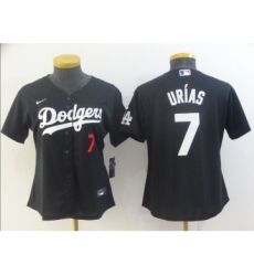 Women's Los Angeles Dodgers #7 Julio Urias Black Stitched MLB Jersey(Run Small)