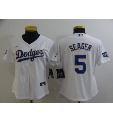 Women's Nike Los Angeles Dodgers #5 Corey Seager White Champions Jersey