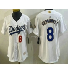 Women's Los Angeles Dodgers #8 Enrique Hernandez White 2026 Gold Collection Stadium Jersey
