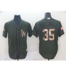 Men's Los Angeles Dodgers #35 Cody Bellinger Green Salute to Service Jersey
