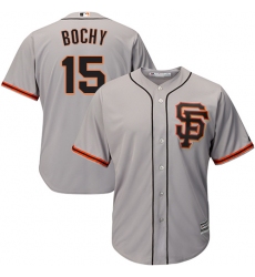Men's Majestic San Francisco Giants #15 Bruce Bochy Replica Grey Road 2 Cool Base MLB Jersey