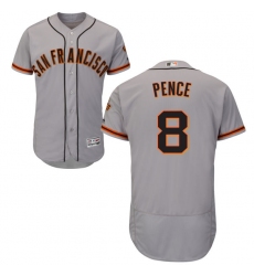 Men's Majestic San Francisco Giants #8 Hunter Pence Grey Road Flex Base Authentic Collection MLB Jersey