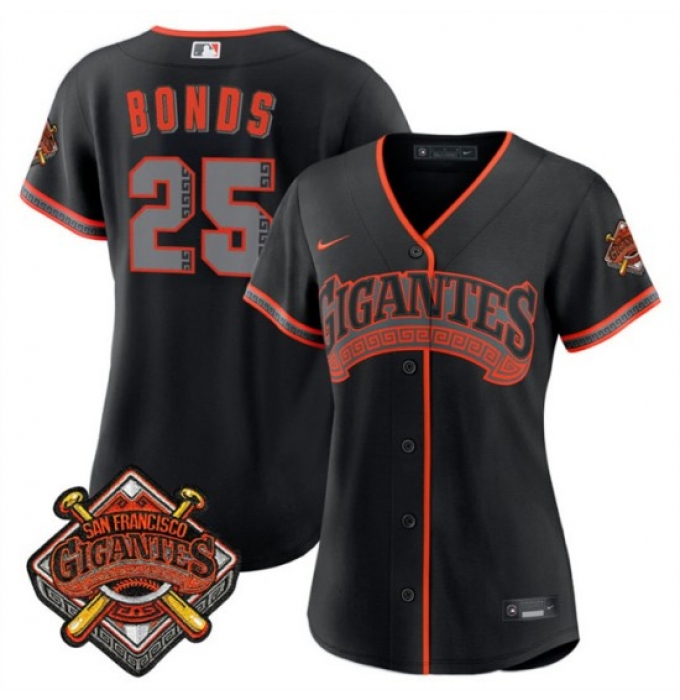 Women's San Francisco Giants #25 Barry Bonds Black 2026 Alternate Stadium Stitched Baseball Jersey(Run Small)