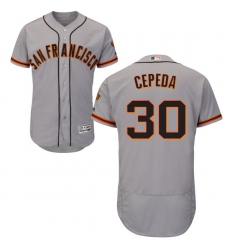 Men's Majestic San Francisco Giants #30 Orlando Cepeda Grey Road Flex Base Authentic Collection MLB Jersey