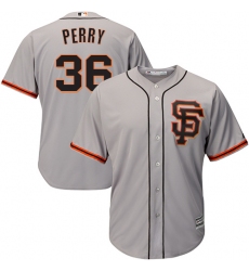 Men's Majestic San Francisco Giants #36 Gaylord Perry Replica Grey Road 2 Cool Base MLB Jersey