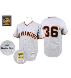 Men's Mitchell and Ness 1962 San Francisco Giants #36 Gaylord Perry Authentic Grey Throwback MLB Jersey