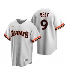 Men's Nike San Francisco Giants #9 Brandon Belt White Cooperstown Collection Home Stitched Baseball Jersey