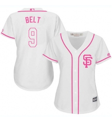 Women's Majestic San Francisco Giants #9 Brandon Belt Replica White Fashion Cool Base MLB Jersey