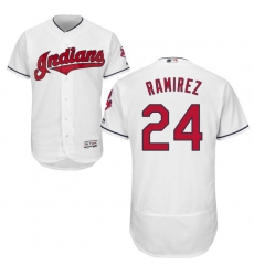 Men's Majestic Cleveland Indians #24 Manny Ramirez White Home Flex Base Authentic Collection MLB Jersey
