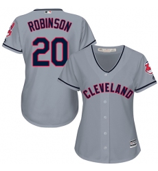 Women's Majestic Cleveland Indians #20 Eddie Robinson Authentic Grey Road Cool Base MLB Jersey
