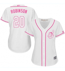 Women's Majestic Cleveland Indians #20 Eddie Robinson Authentic White Fashion Cool Base MLB Jersey