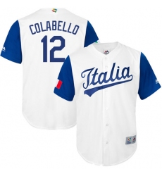 Men's Italy Baseball Majestic #12 Chris Colabello White 2017 World Baseball Classic Replica Team Jersey