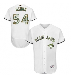 Men's Majestic Toronto Blue Jays #54 Roberto Osuna Authentic White 2016 Memorial Day Fashion Flex Base MLB Jersey