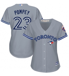 Women's Majestic Toronto Blue Jays #23 Dalton Pompey Authentic Grey Road MLB Jersey
