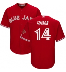 Youth Majestic Toronto Blue Jays #14 Justin Smoak Replica Scarlet Alternate MLB Jersey