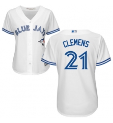 Women's Majestic Toronto Blue Jays #21 Roger Clemens Authentic White Home MLB Jersey