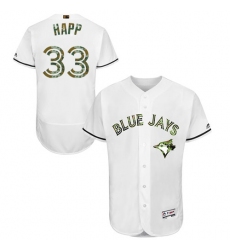 Men's Majestic Toronto Blue Jays #33 J.A. Happ Authentic White 2016 Memorial Day Fashion Flex Base MLB Jersey