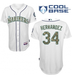 Men's Majestic Seattle Mariners #34 Felix Hernandez Authentic White USMC Cool Base MLB Jersey
