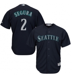 Youth Majestic Seattle Mariners #2 Jean Segura Authentic Navy Blue Alternate 2 Cool Base MLB Jersey