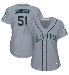 Women's Majestic Seattle Mariners #51 Randy Johnson Authentic Grey Road Cool Base MLB Jersey