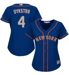 Women's Majestic New York Mets #4 Lenny Dykstra Authentic Royal Blue Alternate Road Cool Base MLB Jersey